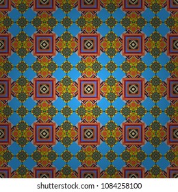 Brown, blue and orange texture. Graphic vector pattern. Wallpaper in the geometrical style. Abstract ornament. A seamless background.