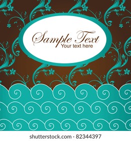 brown and blue ornaments sea background. vector
