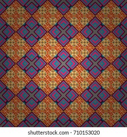 Brown, blue and purple abstract background painted geometry shine and layer element seamless pattern. Vector illustration.