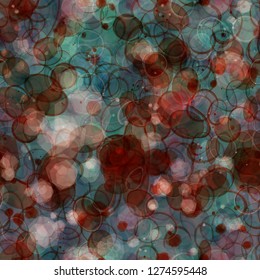 Brown and blue seamless texture with rings, round elements, bubbles. Underwater effect. Abstract vector background for web page, banners backdrop, fabric, home decor, wrapping