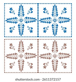 Brown and blue, tile vector seamless pattern. Ornament, traditional, ethnic, Arabic, Turkish, Indian motifs. Great for fabric and textile, wallpaper, packaging design, tiles. Vector illustration