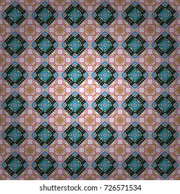 Brown, blue and white texture. Abstract ornament. Wallpaper in the geometrical style. A seamless background. Graphic vector pattern.