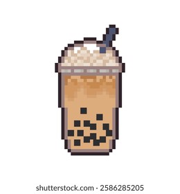 brown boba drink pixel art