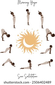 Brown body positive sun salutation poster 