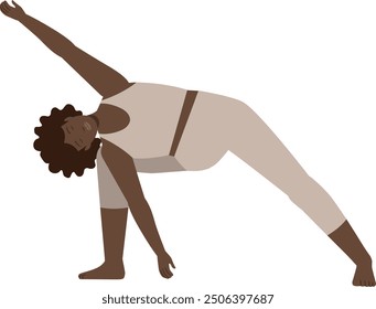 Brown body positive woman yoga pose