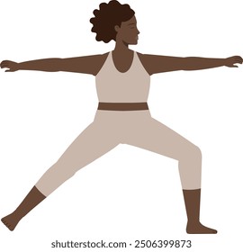 Brown body positive woman yoga pose