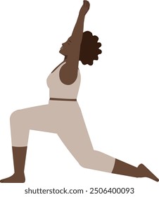 Brown body positive woman yoga pose