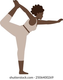 Brown body positive woman yoga pose