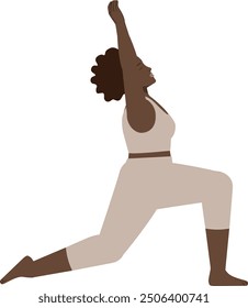 Brown body positive woman yoga pose