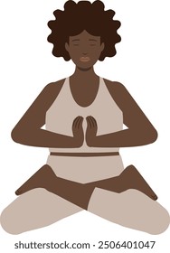 Brown body positive woman yoga pose