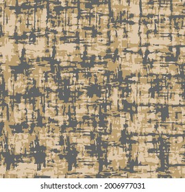 Braun, feine Pinselstriche und dünne Streifen. Texturen, Plaid Muster Vektor fett mit hellbeigem Hintergrund.Monochrome geprüfte Motive auf strukturiertem Hintergrund. Nahtloses Muster.