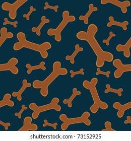 Brown bones over blue. Seamless vector background.