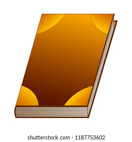 Brown Book isolated on white background. Ancient Book with Alchemy Recipes and Mystic Spell Enchantments. Isolated GUI Design Elements. Vector Illustration for Your Design, Game, Card, Web. 