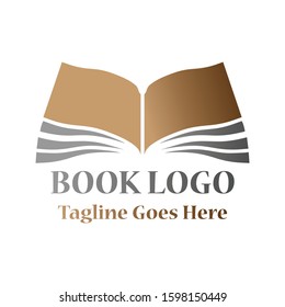 brown book logo gradation with paper resembling a blooming flower, for company logos and symbols