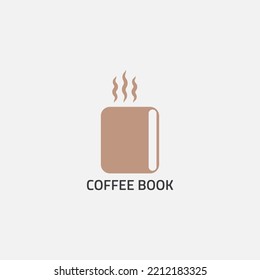 Brown Book Logo That Blends With A Cup Of Coffee.