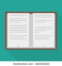 Brown book with pages in a flat style with a shadow