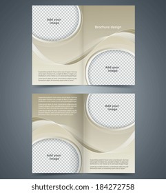 Brown booklet, template design  with waves, layout business brochure or catalog, flyer template
