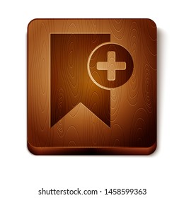 Brown Bookmark icon isolated on white background. Add to concept. Wooden square button. Vector Illustration
