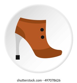 Brown boot with high heel icon. Flat illustration of shoe vector icon for web design