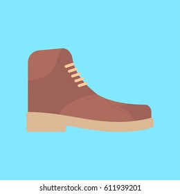 Brown boot icon in flat style