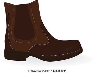 Brown  boots isolated on white. Vector illustration.