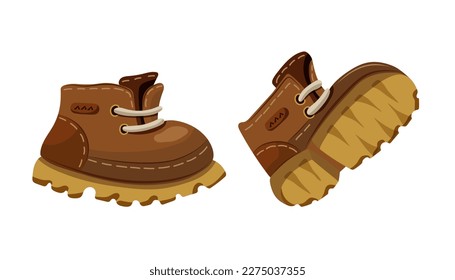 Brown boots isolated on white background. Vector illustration.