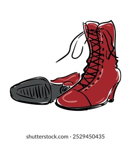 Brown boots laced up heels vector illustration