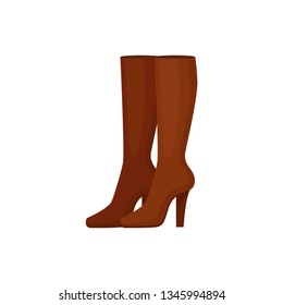 Brown boots on white background. Fashion concept.