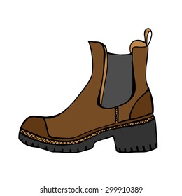 Brown Boots. Vector illustration. Isolated on white