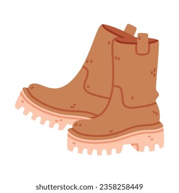 Brown Boots as Warm Autumn Clothes Vector Illustration