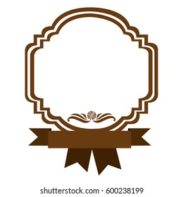 brown border heraldic decorative with ribbon vector illustration
