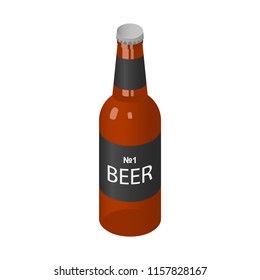 Brown bottle of beer icon. Isometric of brown bottle of beer vector icon for web design isolated on white background