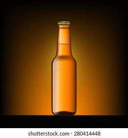 Brown bottle of beer on the dark background