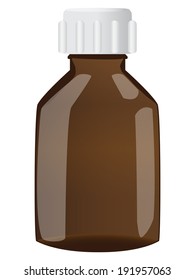 Brown bottle with cap on white background