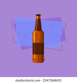 Ilustración de botella marrón. Cerveza, bebida, alcohol. Concepto de bebida. La Ilustración vectorial se puede utilizar para temas como bebida, bar, supermercado