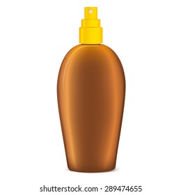 Brown Bottle Spray Cosmetic Packaging for Spray, Oil and Other Product. Isolated on a white background. Vector illustration.  Plastic Pack Template Ready For Your Design.