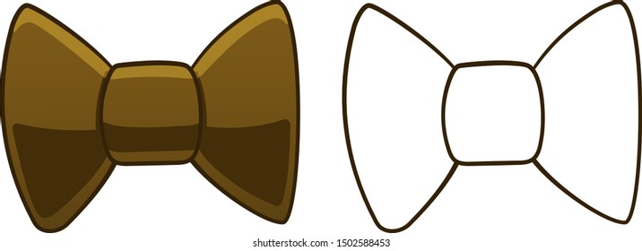 Brown bow in colored and line versions