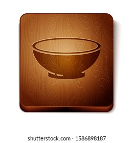 Brown Bowl of hot soup icon isolated on white background. Wooden square button. Vector Illustration