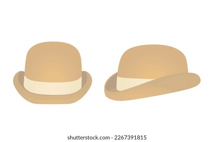 Brown  bowler hat. vector illustration