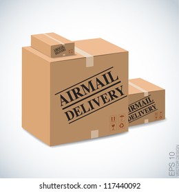 brown box airmail sign , vector design