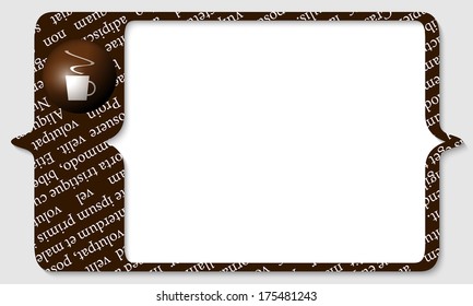 brown box for any text with cup of coffee