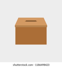 Brown box with a hole. Flat design for business financial marketing banking web concept cartoon illustration.