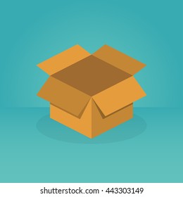 Brown box on blue background