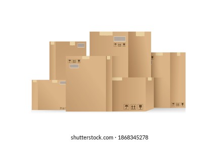 
Brown box set On a white background