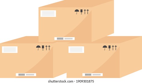 Brown boxes, illustration, vector on a white background.