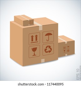 brown boxes recycle illustration on white.