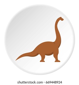 Brown brachiosaurus dinosaur icon in flat circle isolated on white background vector illustration for web