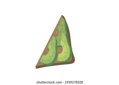 Brown Bread with Avocado slices vector illustration isolated on white background