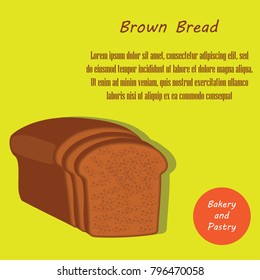 brown bread french & danish pastries banner. vector illustration