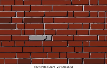 Brown break brick wall vector illustration background. old brick wall vintage texture vector